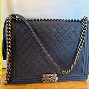 Chanel Navy Quilted Boy Bag